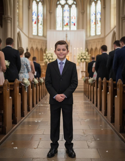 Tussoni Single Breasted  Black Boys Suit