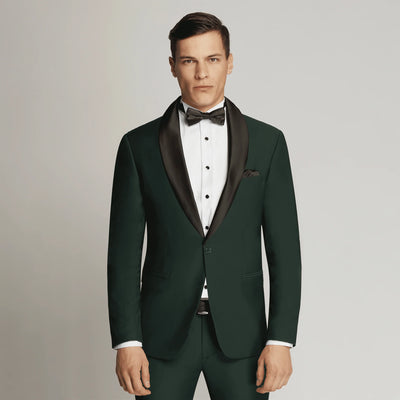 Charles Fine Twill Texture Plain Detachable Shawl Collar Suit Set