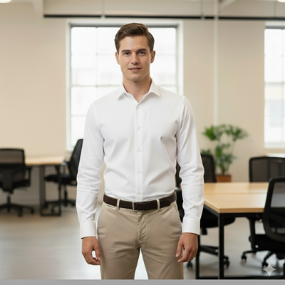 Emiliano Cotton Twill White Shirt