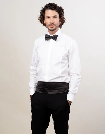 Rembrandt Avalon White Twill Formal Shirt with Marcella Bib and Cuffs
