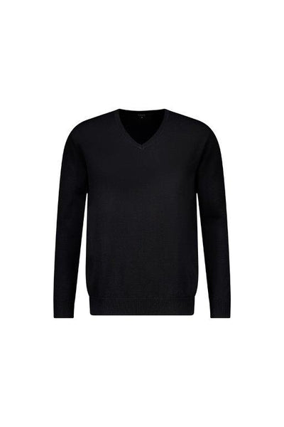 Fields V-Neck Black Wool Jumper with Basque