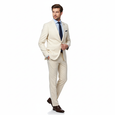 Boulvandre Oatmeal Wool Blend Stretch Suit Set