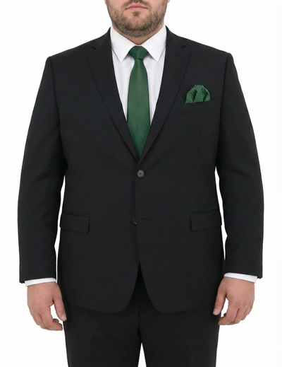 Big Mens Single Breasted Semi Slim Black Suit Set