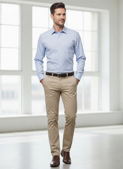Emiliano Cotton Slim Fit Blue Shirt