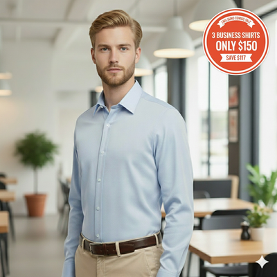 Emiliano Cotton Twill Blue Shirt