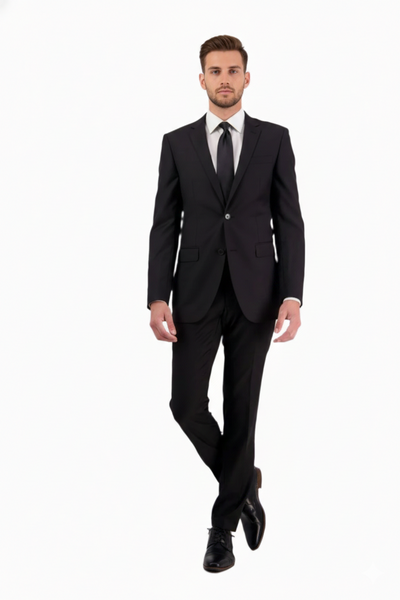 Emiliano Abram Black Wool Suit Set