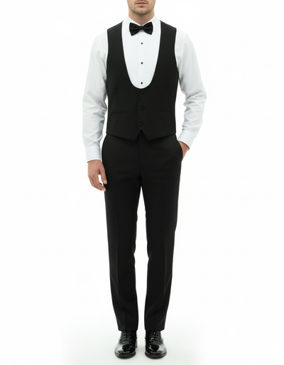 Daniel Hechter Samuel Blk Wool Scoop Waistcoat