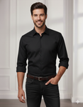 Abelard Luxe Twill Slim Fit Black Shirt