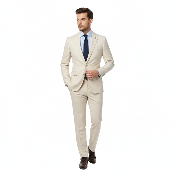 Boulvandre Oatmeal Wool Blend Stretch Suit Set