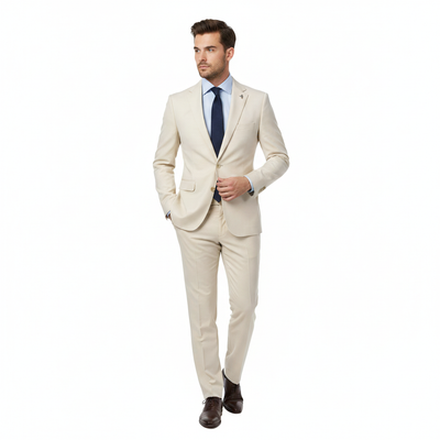 Boulvandre Oatmeal Wool Blend Stretch Suit Set