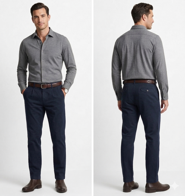 Boston Milo Navy Side Tab Cotton Chino