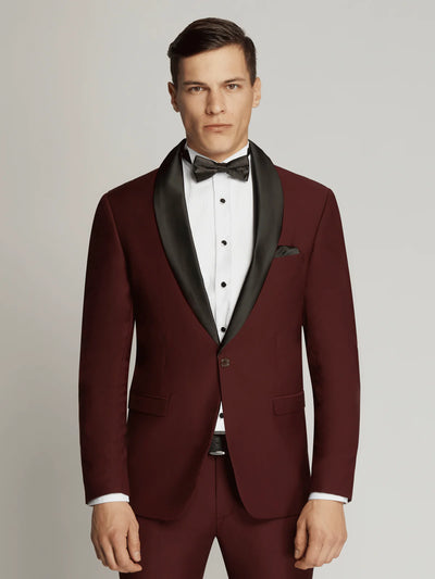 Charles Fine Twill Texture Plain Detachable Shawl Collar Suit Set