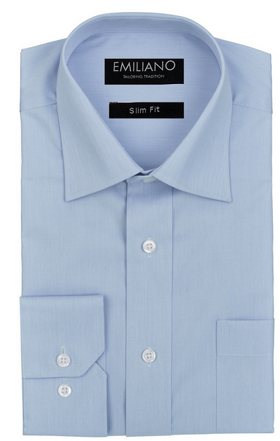 Emiliano Cotton Twill Blue Shirt