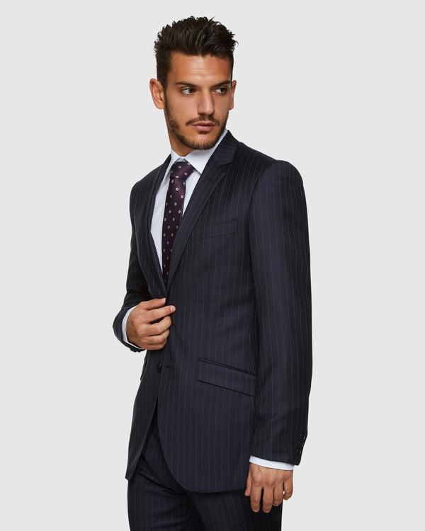 Navy Pinstripe Wool Suit Set - Kelly Country