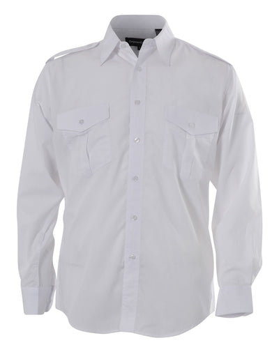 Long Sleeve White Security Shirt with Epaulettes